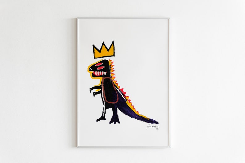 Jean Michel Basquiat Dino Print, Basquiat Dinosaur Wall Art, Basquiat Crown Poster, Basquiat Exhibition Poster, DIGITAL DOWNLOAD image 8