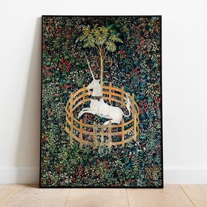 Unicorn in Captivity Dark Aesthetic Vintage Tapestry Art Print Dark Academia Moody Wall Art Wizard Magic School Digital Download Etsy
