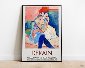André Derain Femme en chemise 1906 | Affiche du musée du fauvisme | Affiche de l'exposition Derain | Impression d'art mural moderne | TÉLÉCHARGEMENT NUMÉRIQUE