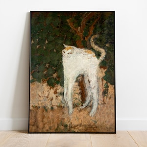 Pierre Bonnard Le Chat Blanc Poster, Meme Cat painting, White Cat Print, Cat meme Art, Japonisme Print, Cat Lover gift, DIGITAL DOWNLOAD