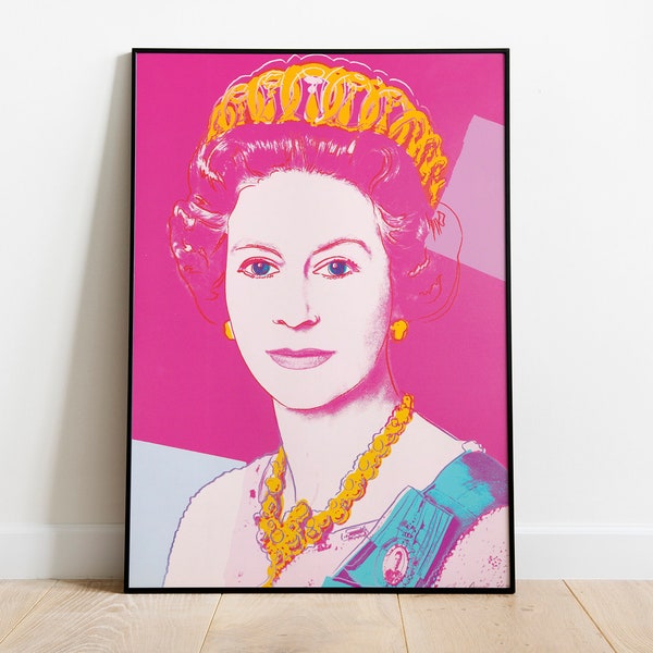 Andy Warhol Queen Elizabeth Poster, British Royal Pop Art Print, Pink Elizabeth II Wall Art, Warhol Portraits, Modern Art, DIGITAL DOWNLOAD