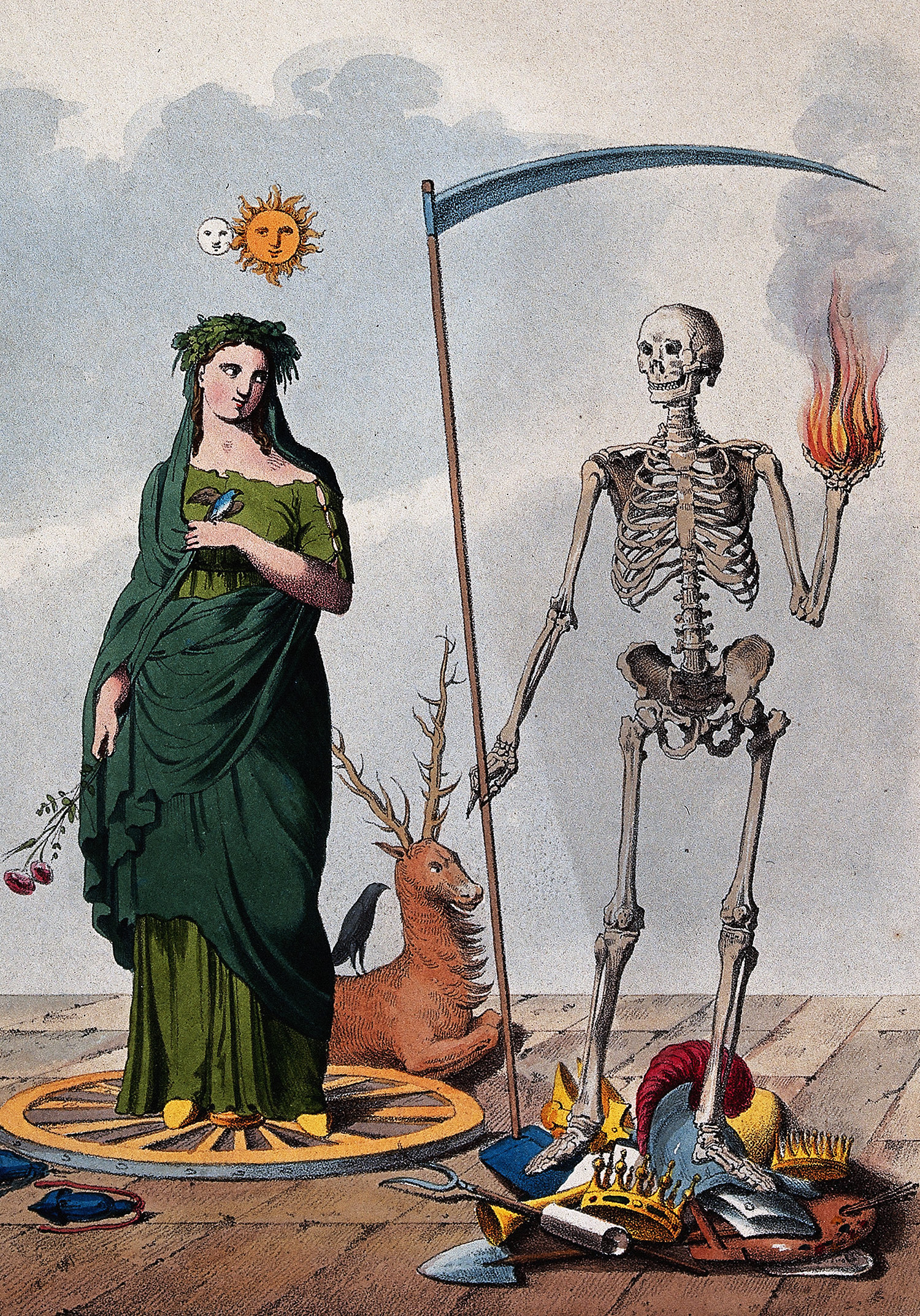 Allegory of Life and Death Art Vintage Skeleton Death Art Etsy