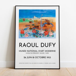 ラウル・デュフィの「Vue de Paris」展ポスター、エッフェル塔のアートプリント、ヴィンテージのパリ地図の印刷物、パリの街並みの壁アート、デジタルダウンロード