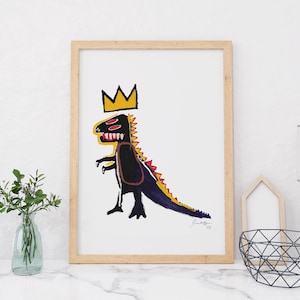 Jean Michel Basquiat Dino Print, Basquiat Dinosaur Wall Art, Basquiat Crown Poster, Basquiat Exhibition Poster, DIGITAL DOWNLOAD image 6