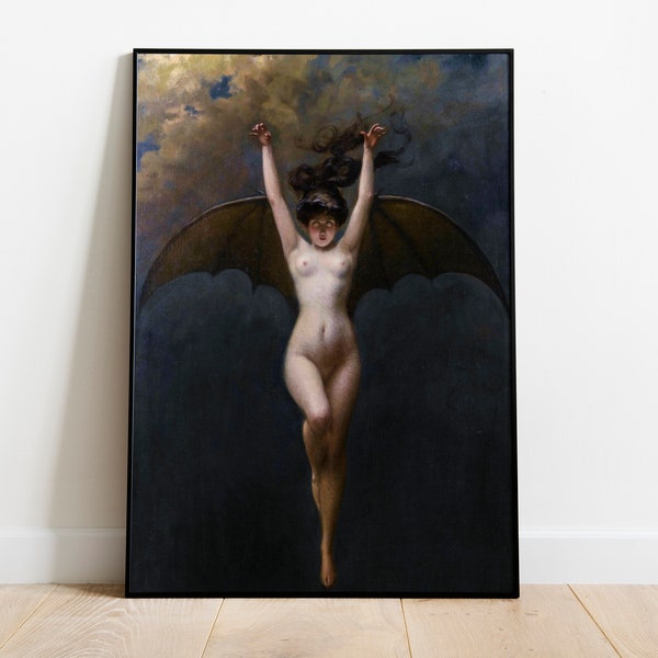 Bat Woman Albert Joseph Pénot Print, La femme chauve souris affiche, Vintage Gothic Poster, Vampire Wall Art, DIGITAL DOWNLOAD