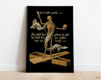 Allegory of Life and Death Print, Vanitas Skeleton Poster, Vintage Death Art, Dark Gothic Coffin Poster, DIGITAL DOWNLOAD