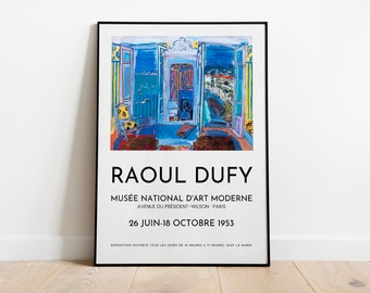 Raoul Window Opening on Nice Exhibition Poster, Vintage France Museum Print, Vintage Nice Wall Art, Dufy Fauvism Wall Art, DIGITAL DOWNLOAD