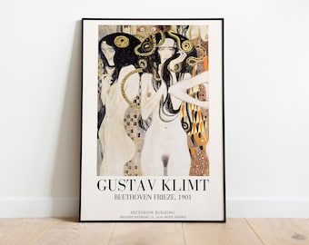 Gustav Klimt Exhibition Poster | Beethoven Frieze Detail Print | Greek Gorgons Poster | Klimt Macabre Wall Art | The Hostile Powers Print