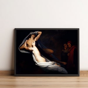 Francesca da Rimini and Paolo Malatesta Print, Dante and Virgil Wall Art, Dante's Inferno Poster, Ary Scheffer, DIGITAL DOWNLOAD