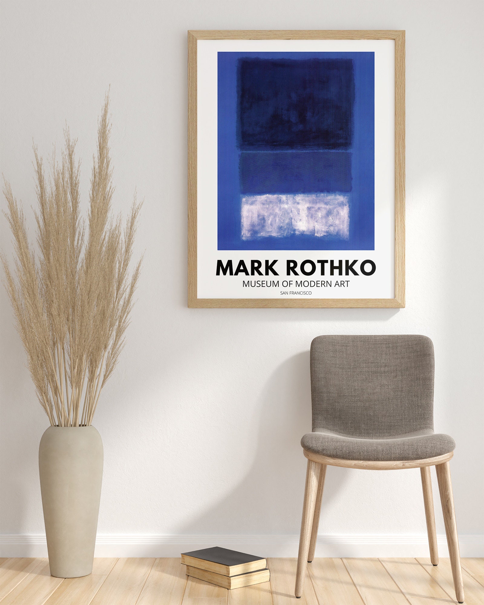Affiche Sur Toile Mark Rothko Bleu & Blanc Abstrait – Impression Artistique 50×70 Cm Sans Cadre – Déco Murale Moderne Minimaliste
