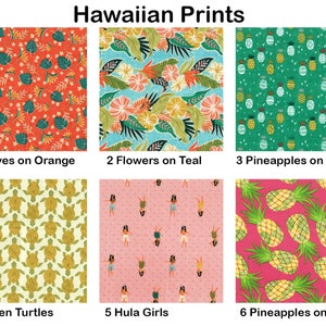 2 Hawaiian Prints Quilt Cotton Fabric Sold by the Yard Pineapples on Pink and Leaves on Orange sold by the FQ 18&quot;x21&quot;