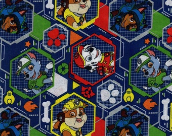1 Yd Paw Patrol Hexagon Cotton fabric Sold by the 1/2 yard-quantity of 2  = 1 Continuous yard