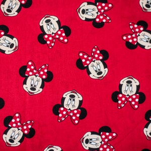 2 Cuts Left Minnie Mouse on Red Disney Quilt Cotton Fabric 2 -  2/3 yard cuts left