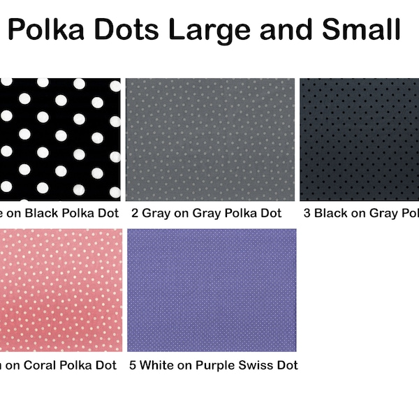 1 Yard Polka Dots Large and Small Gray Black Purple White Swiss Quilt Cotton fabric Sold by the 1/4 yard-quantity of 4 = 1 continuous yard