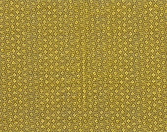 Mustard Flower Circles in Rows Cotton Fabric Sold by the 1/4 yard-quantity of 4 = 1 yards Flowers Measure 1/4"