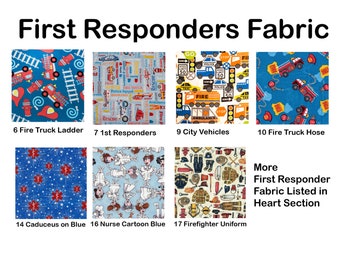 1st Responders Nurses Police Fire Fighters Quilt Cotton Fabric Sold by the FQ and 1/4 yard-quantity of 4  = 1 Continuous Yard