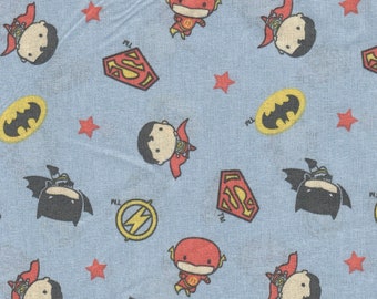 DC Comic Boy Heroes quilt Cotton Fabric Sold by the 1/4 yard - a quantity of 4 = 1 yard