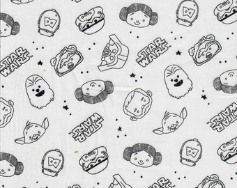 1/2 yd AND 1/3 yd CLEARANCE LAST Pieces Star Wars Head Toss on Gray Cotton fabric