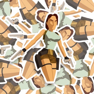 Lara Croft Tomb Raider Glossy Video Game Sticker Colour Block Die Cut Stickers