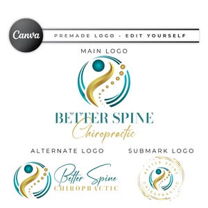 Chiropraktik Logo-Design, Chiropraktik, Physiotherapie Logo, Medizinisches Zentrum Logo, Home Care Wellness, Krankenschwester Arzt, Canva Editable CPL04