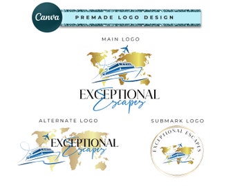 Travel Logo Design, Travel Agent Logo, Ship logos, Cruise Logo, Travel Business Logo Designs, Vacation Logo, Map Logo, Journey Logo TL22
