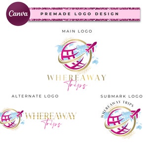 Travel Branding Logo Design, Globe Logo, Travel Business Logo Designs, Airplane Logo, Travel Advisor Logo, Journey Logo, Vacation Logo TL19