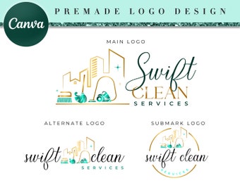 Diseño de plantilla de servicio de logotipo de empresa de limpieza comercial, diseño de logotipo de limpieza, plantilla de logotipo, diseño de logotipo prefabricado de limpiador de oficina CL22