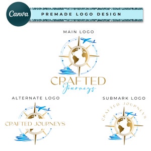 Travel Logo Design, Globe Logo, Travel Company Logo, Travel Business Logo Designs, Airplane Logo, Travel Advisor Logo, Journey Logo TL17