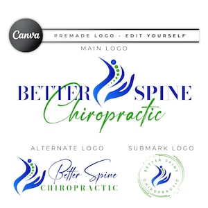 Chiropraktik-Logo-Design, Chiropraktik-Pflege, Physiotherapie-Logo, Medizinisches Zentrum-Logo, Home Care Wellness, Krankenschwester-Doktor, Canva Editable CPL01