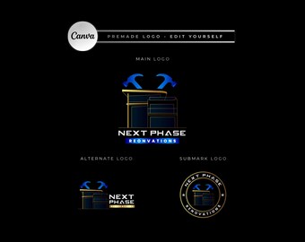 Construction Logo Template, Home Builders, Contractors, Handyman, Renovation, Repair Services (Digital Download) CD12
