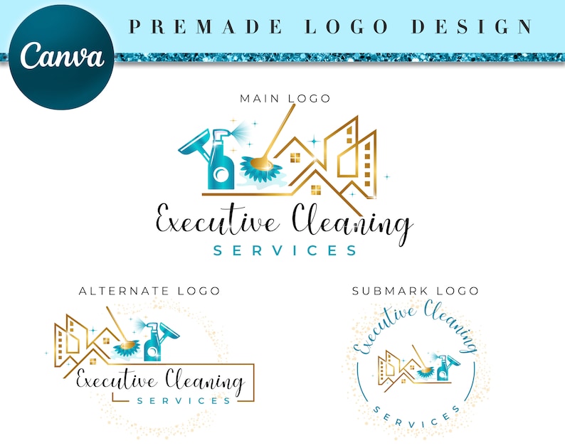 Cleaner Service Logo, DIY Cleaning Business Logo Template, House Cleaning Service Template, Premade Logo Design, Cleaning Logo Design CL24 image 1