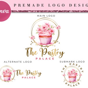 Cup cake logo, Boho Bakery Logo, Bakery Logo, Cake Logo, Bakery, Bakery Logo, Baking Logo Design, Pastry Logo, Canva Template Design BD21