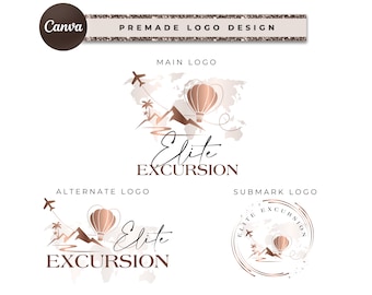 Travel Business Logo Designs, Vacation Logo, Travel Branding Logo Design, Globe Logo, Airplane Logo, Travel Advisor Logo, Journey Logo TL20