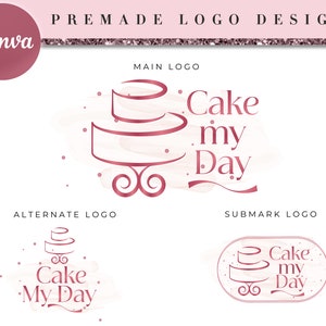 Cake Logo Design, Bakery Logo Design, Bakery Logo, Baker Logo, Custom Logo Template, Pastry Logo, Canva Logo, Dessert Logo Design BD17