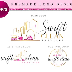 Servizio di modelli di design del logo preconfezionati, design del logo per le pulizie, logo per le pulizie, servizio di design del logo per le pulizie CL11
