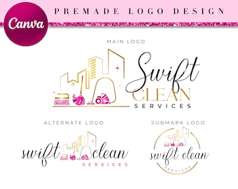 Premade Logo Design Template Service, Cleaning Logo Design, Cleaning Logo, Cleaner Housekeeping Logo Design Service CL11