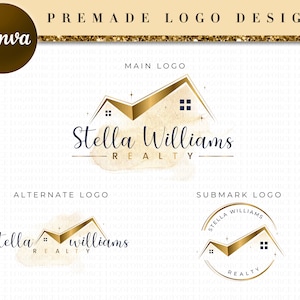 Canva Luxury Real Estate Gold Logo Design, Realtor Logo Design, Real Estate Logo and Branding Template, Modern Real Estate Logo RL37