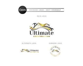 Construction Logo Template, Home Builders, Contractors, Handyman, Renovation, Repair Services (Digital Download) CD14