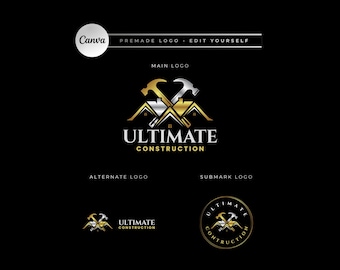 Construction Logo Template, Home Builders, Contractors, Handyman, Renovation, Repair Services (Digital Download)  CD5