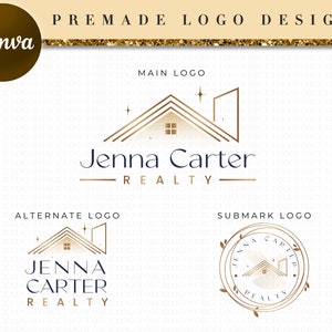 Canva Luxury Gold Realtor Logo, Line Art House Logo Design, Realtor Logo Template, Real Estate Logo Branding, Modern Real Estate Logo RL35
