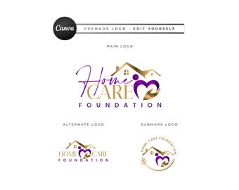 Logo für häusliche Krankenpflege, editierbare Vorlage für die Altenpflege (Digitaler Download) HC22