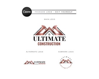 Construction Logo Template, Home Builders, Contractors, Handyman, Renovation, Repair Services (Digital Download) CD9