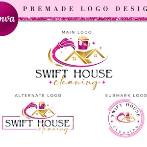 Cleaning Service Logo, DIY Cleaning Logo, DIY Logo Template, Premade Logo Template, House Cleaning Logo, Commercial House Keeping Logo CL3
