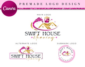 Cleaning Service Logo, DIY Cleaning Logo, DIY Logo Template, Premade Logo Template, House Cleaning Logo, Commercial House Keeping Logo CL3