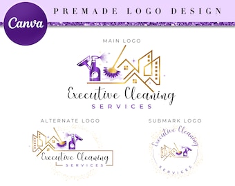 Housekeeping Cleaning Logo Design, Cleaning Service Logo Template, DIY cleaning Logo, Premade Logo, Commercial House Keeping Logo CL5
