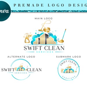 Cleaning Business Logo Service Template Design, Cleaning Logo Design, Commercial Logo Template, Home cleaner Premade Logo design CL23