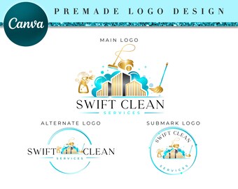 Diseño de plantilla de servicio de logotipo de empresa de limpieza, diseño de logotipo de limpieza, plantilla de logotipo comercial, diseño de logotipo prefabricado de limpieza del hogar CL23