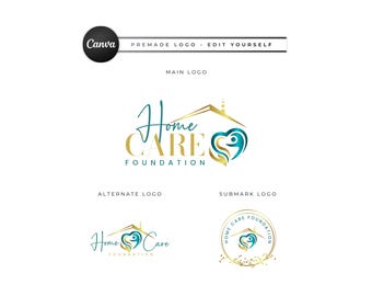 Logo für häusliche Krankenpflege, editierbare Vorlage für die Altenpflege (Digitaler Download) HC23