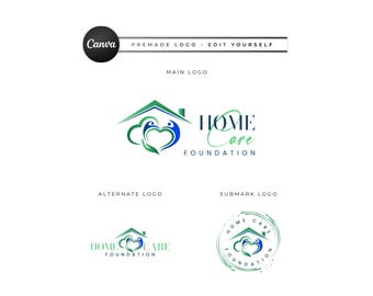 Logo für häusliche Krankenpflege, editierbare Vorlage für die Altenpflege (Digitaler Download) HC27