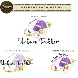Canva Globe Traveling Logo, Travel Agent Logo, Travel Company Logo, Travel Business Logo Designs, Airplane Map logo, Vacation Logo TL10